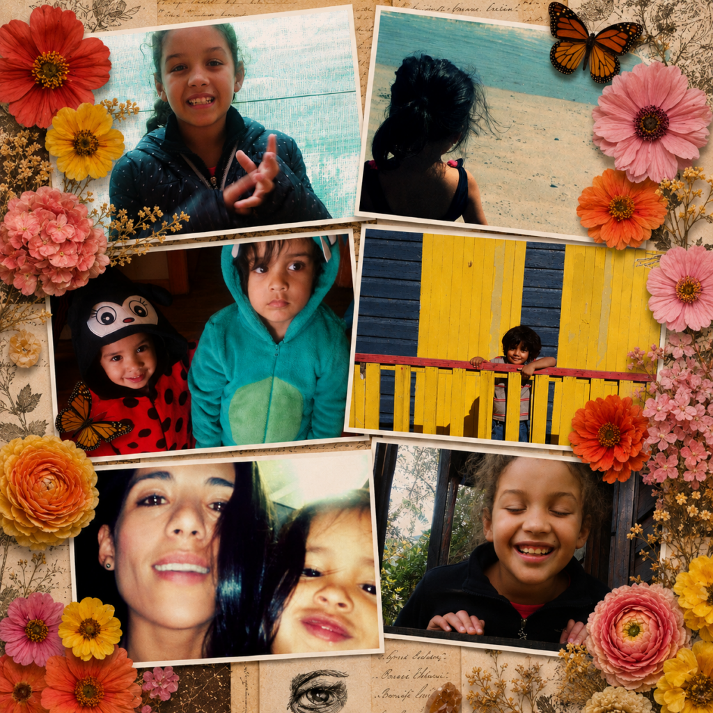collage of family photos showing kids growing up over the years
